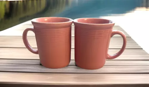 2 Rio Stoneware Japan Coffee Mugs- Tea Cups. Pink Retro. MCM. RARE..