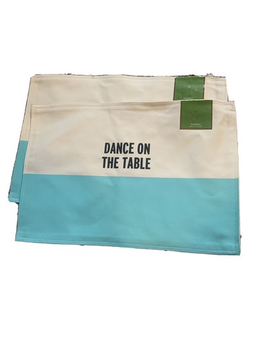 Set di due tovagliette Kate Spade New York Food for Thought Script 13" x 19" nuove con etichette - Foto 3 di 5