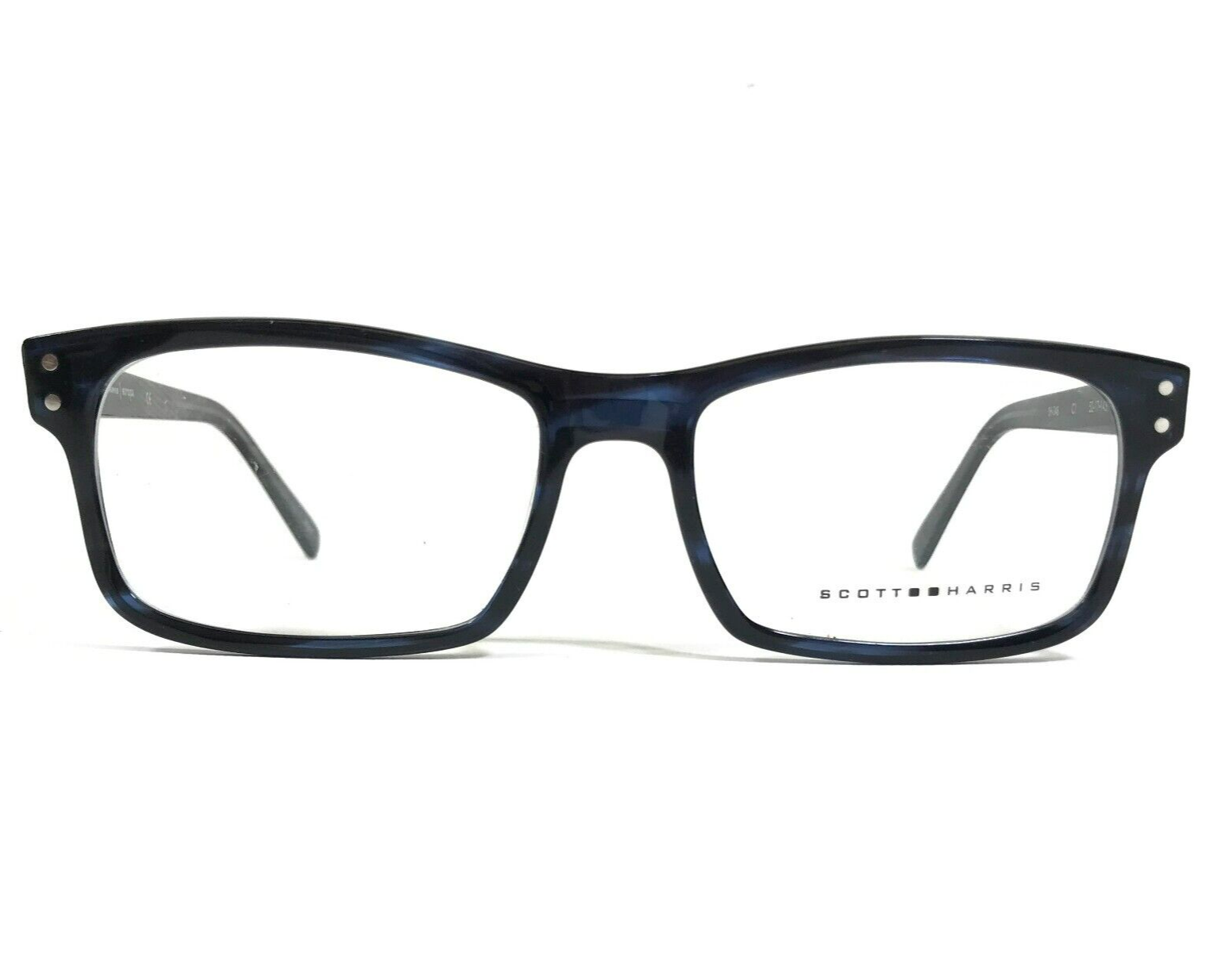 Scott Harris Eyeglasses Frames SH-346 C1 Black Blue Horn Rectangular 52-17-143