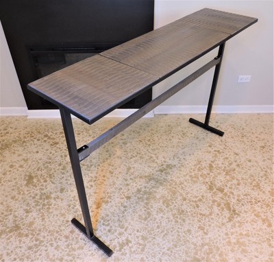 Barn Wood Bar Height Table Cocktail Table Steel Base Salvaged