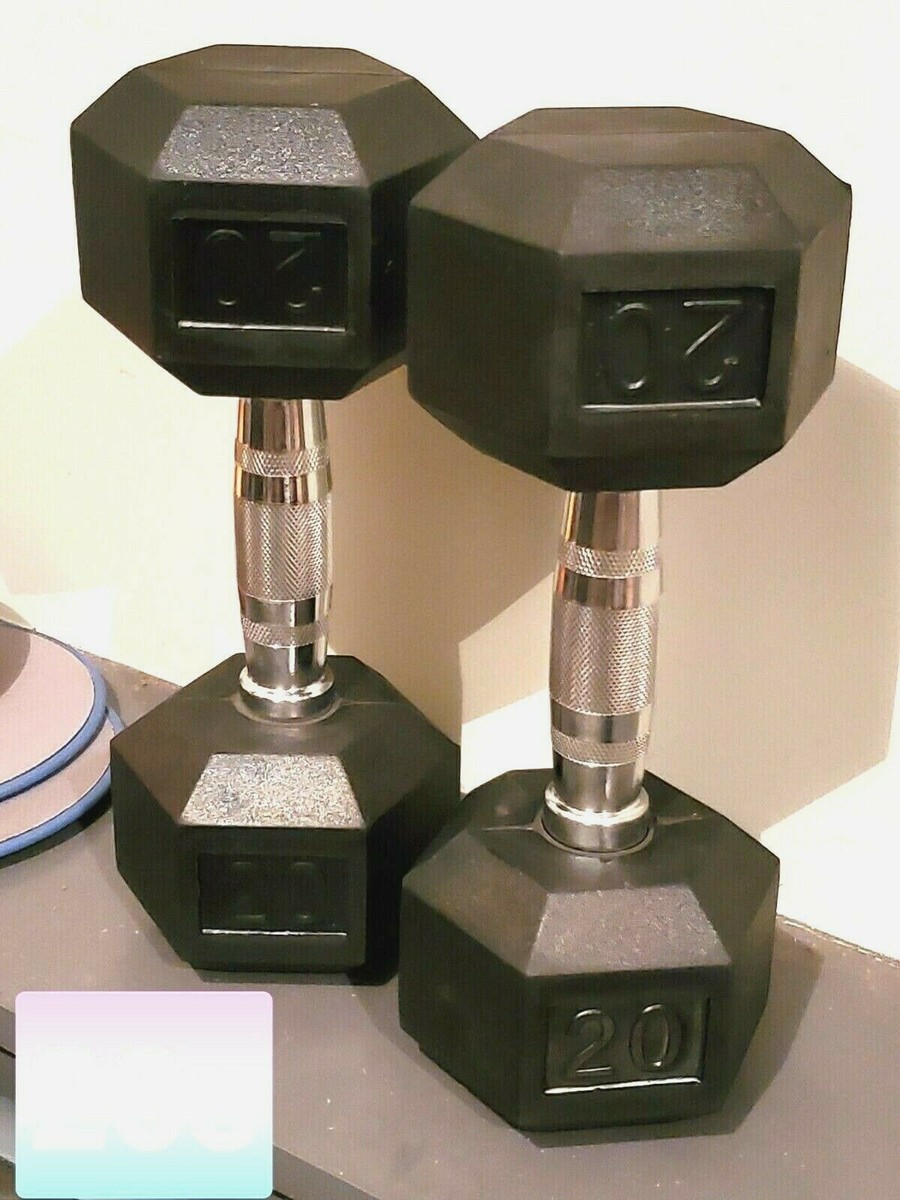 *FREESHIP TO AK, PR, HI 💪🏽20 lb Dumbbells Pair Set Rubber Hex Weights