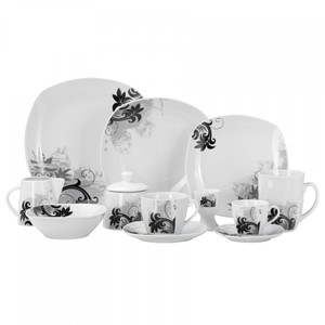 Kombiservice Black Flower 124tlg 12 Personen Tafelservice