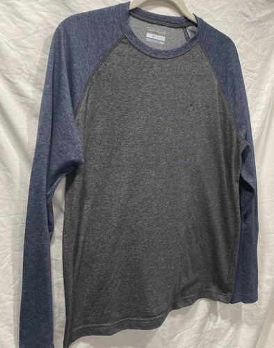 Columbia Men’s Raglan Gray Shirt Medium Omni-Wick Heathered Blue - Picture 2 of 6