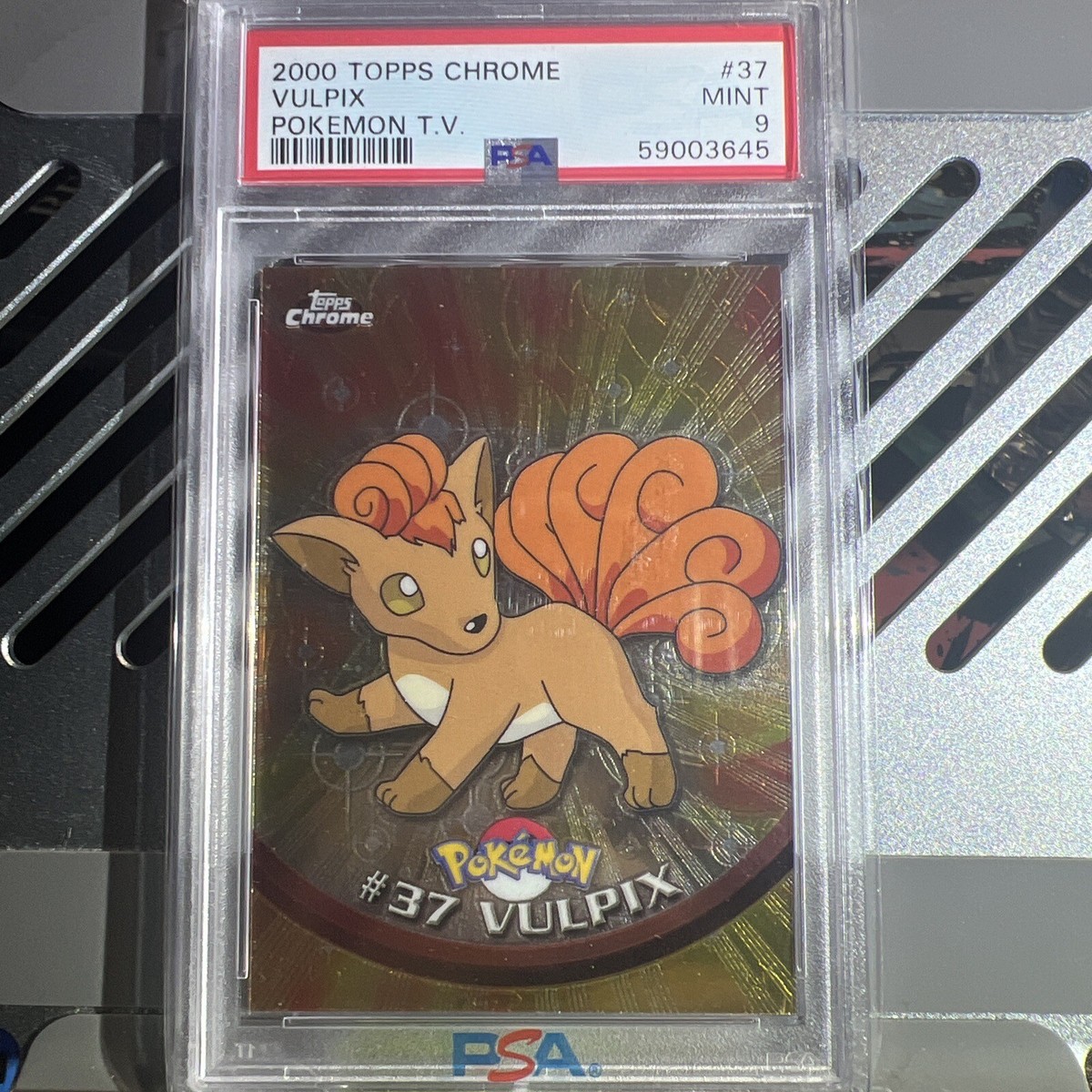 🔥PSA 9 ⭐️ Pokemon Vulpix # 37 2000 Topps Chrome T.V. Graded