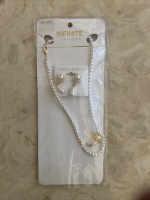 Infinite Vogue Collection Jewelry Set - Faux Pearl Necklace, Earrings