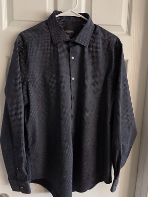 Van Heusen Flex Men's Size 17 34/35 Navy Blue Slim Fit Long