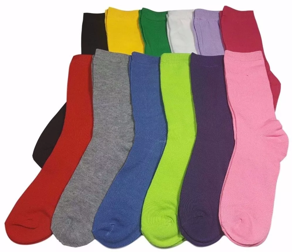 12 Pairs Women s Socks Cotton Crew Ladies Assorted Colors Dozen
