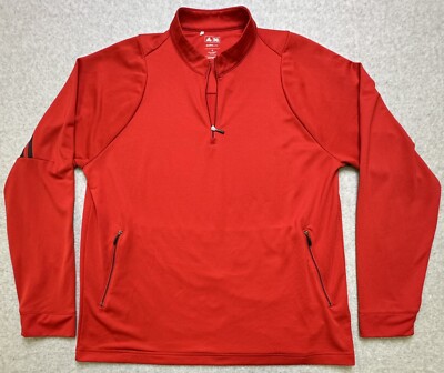 Adidas Men s 1/4 Zip Climalite Track Jacket Pullover Size Medium Red 3 Stripes