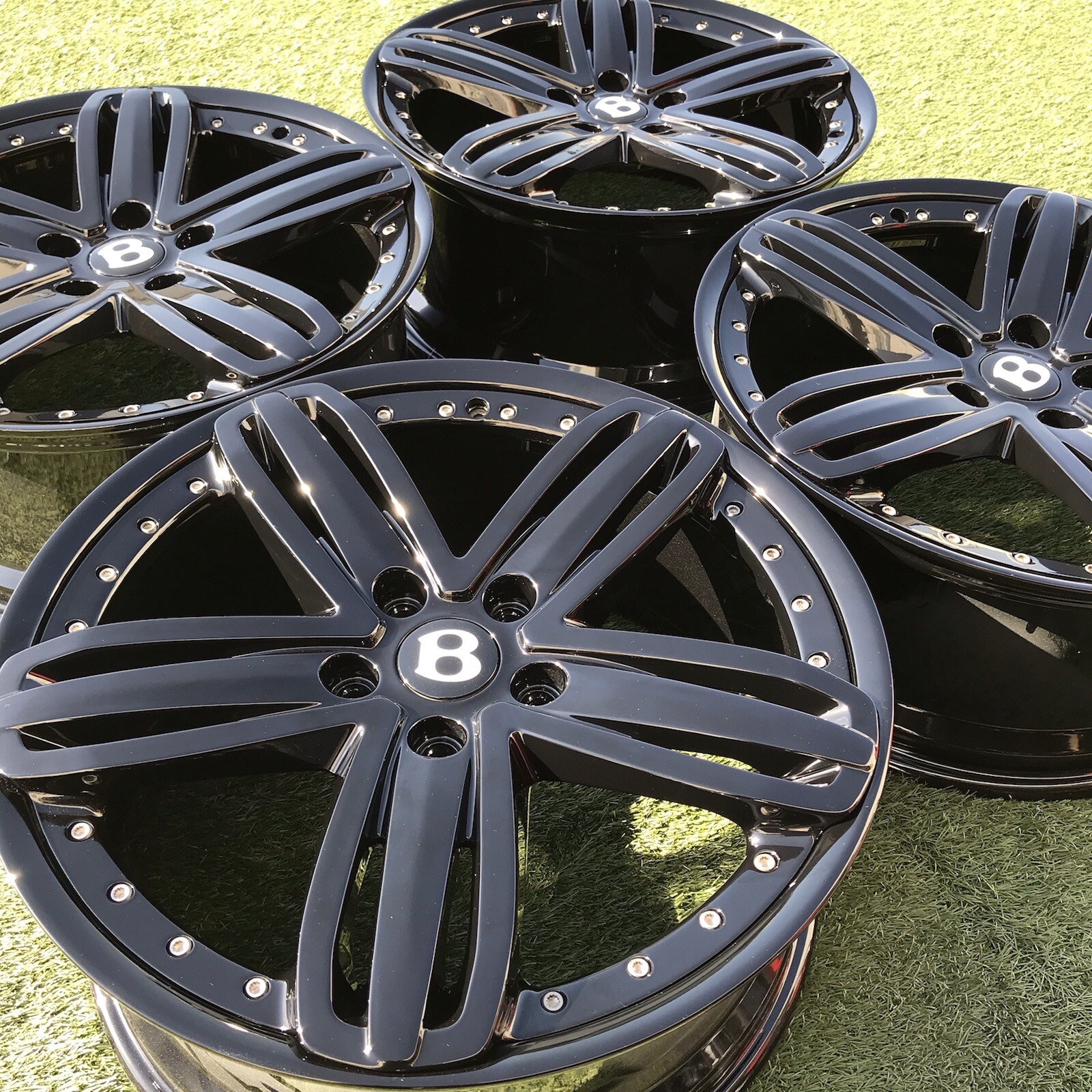 21" Bentley  Mulsanne Rims Wheels Stock OEM Genuine Black 2 Piece Factory Set 4 
