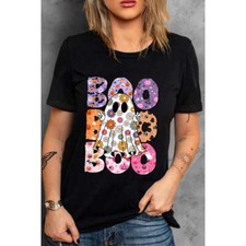 BOO Ghost Graphic Round Neck Short Sleeve T-Shirt