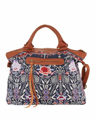 Johnny Was Denim Embroidered Tote Top 