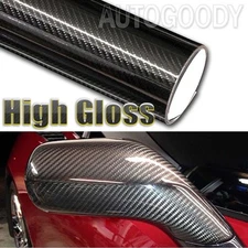 12"x60" HIGH GLOSS 5D Black Carbon Fiber Vinyl Wrap Air Bubble Free 1ft x 5ft 6D