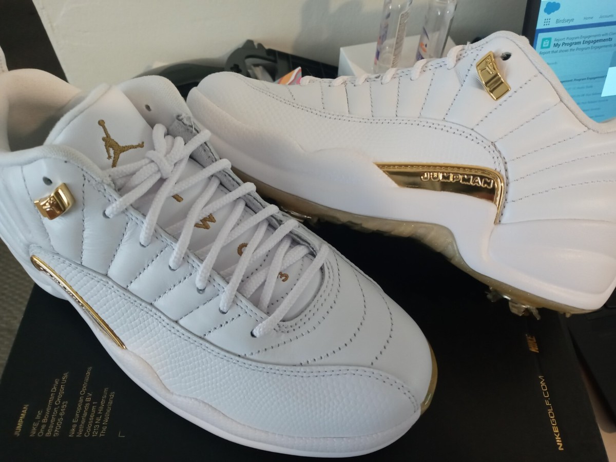 JORDAN Men\'s XII G NRG M22 Golf Shoes! Air Jordan XII G NRG 22 - White/Gold | NIKE | Golf Shoes  main image 2