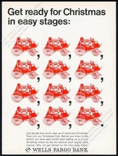 1965 Wells Fargo Bank 12 red wagon stagecoach art vintage print ad