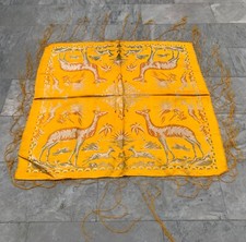 1950s Vintage Taj Mahal Silk Stain Piano Shawl Woman Floral Scarf 105x105 cm