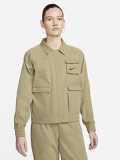 Size L- Nike Sportswear Swoosh Women's Woven Oversized Jacket, Neutral Olive.