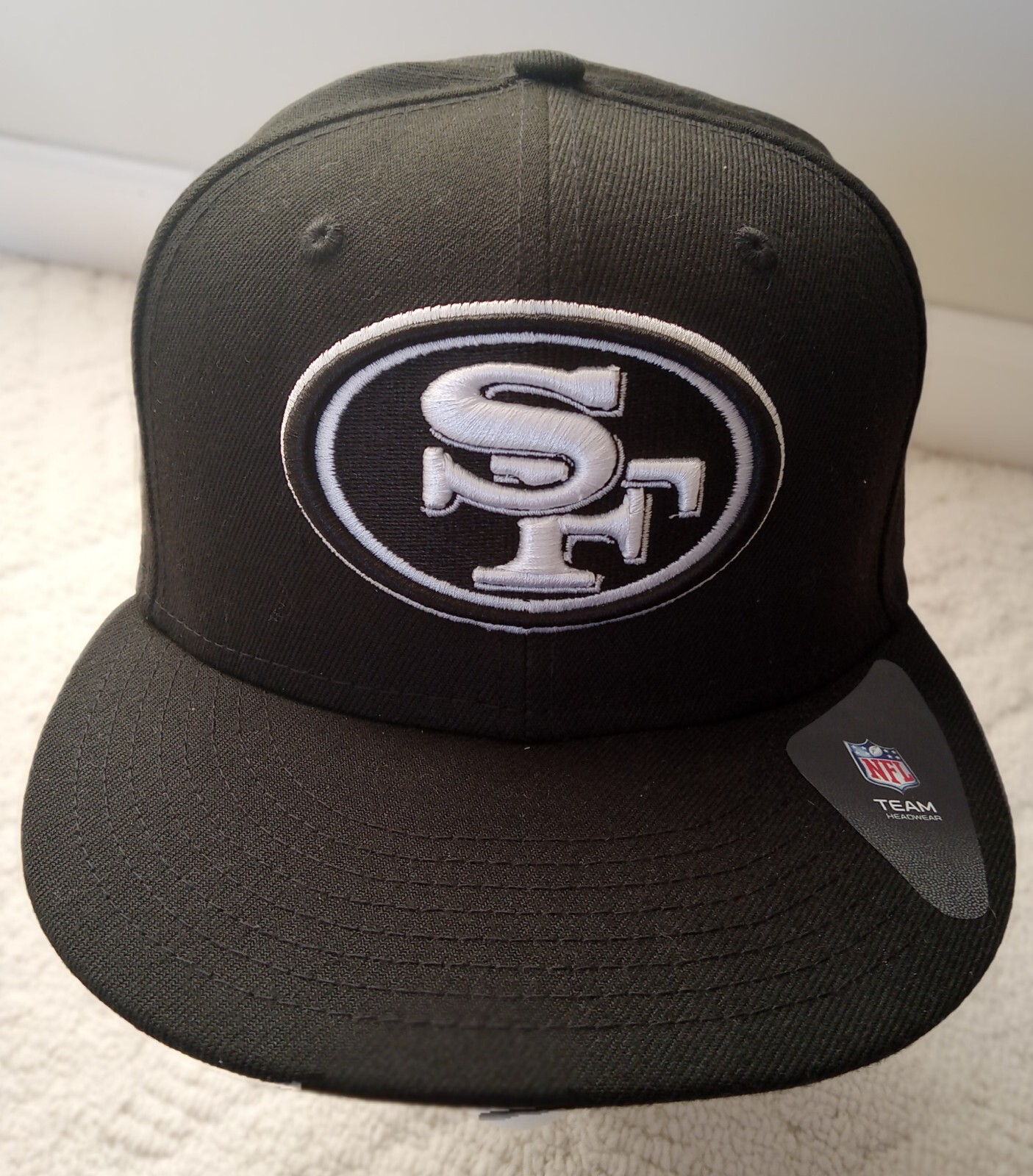 San Francisco 49ers SF Silver Logo Team NFL Black Hat New Era 59Fifty 71/8