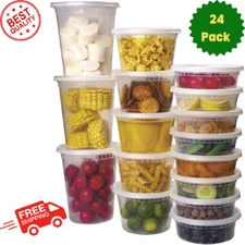 Meal Prep Containers Soup Containers, Plastic Deli Containers with Lids  (24 pk)