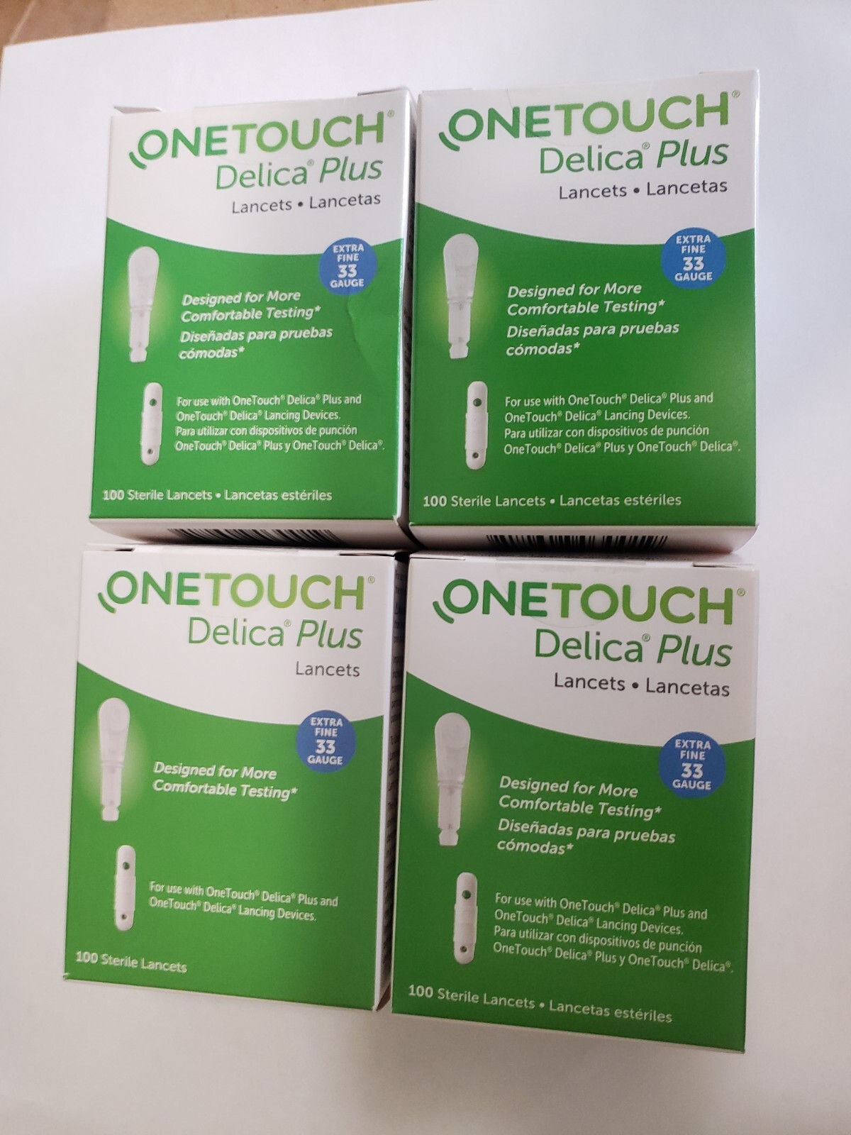 400 One Touch Delica Plus 33 Gauge Lancets (4 Boxes of 100) Exp. 2027