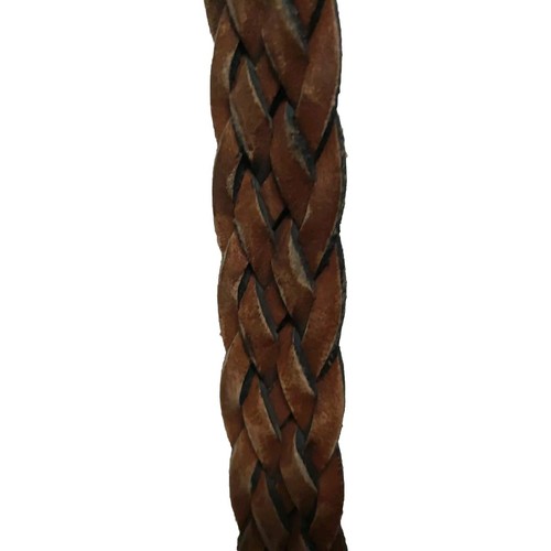 Vtg Men Brown Braided Leather Belt Size 34" Worn - Picture 3 of 7
