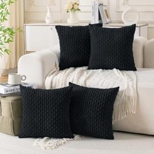 Set of 4 Decorative Pillow Covers 18x18 Inch 18" x 18" Pack of 4 Black