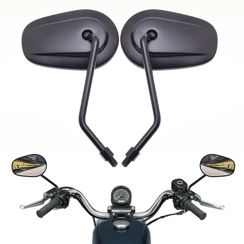 For Yamaha Bolt 14-17 Pair Black Oval 8mm 10mm Motorcycle Rear View Side Mirrors - Изображение 2 из 4
