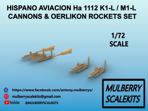1/72 SPANISH HISPANO AVIACION Ha 1112 BUCHON CANNONS & OERLIKON ROCKETS SET - Imagen 3 de 6