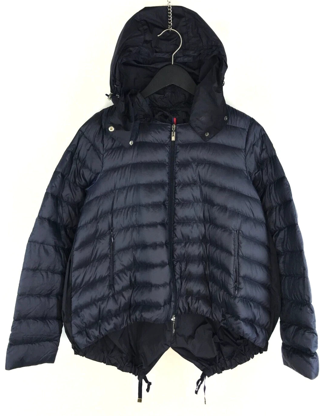 Giubbotto donna Moncler piumino Dorothee blu navy con cappuccio trapuntato taglia 0 XS