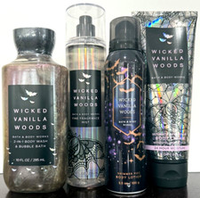 Bath  Body Works WICKED VANILLA WOODS Shimmer Fizz Lotion Mist Shower Gel Cream