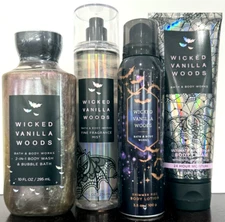 Bath & Body Works WICKED VANILLA WOODS Shimmer Fizz Lotion~Mist~Shower Gel~Cream
