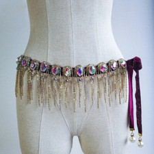 Belly Dance Set AB StonesTassel Belt Practice Accessories Oriental Hip Scarf