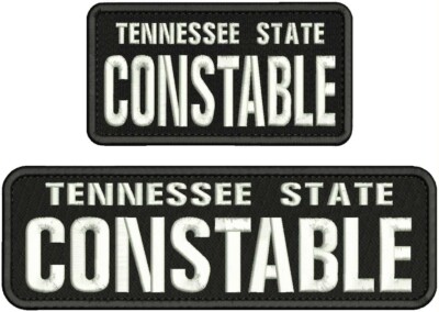 TENNESSEE S CONSTABLE EMB PATCH 3X10 AND 3X6 HOOK ON BACK WHITE ON BLACK