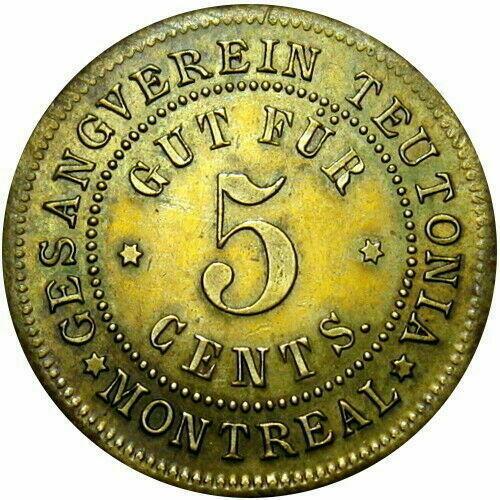 1887 GESANGVEREIN GERMAN CLUB MONTREAL QUEBEC CANADA RARE BRETON TOKEN COIN MARK