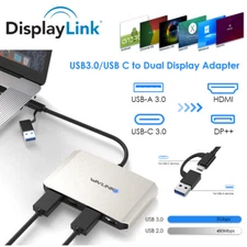 USB 3.0/USB C to DisplayPort/HDMI Dual Display Adapter Dual 5K@60Hz Monitor Hub