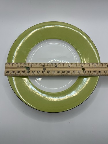 4 Crate & Barrel Hamptons Green Porcelain Salad Plates Minimalist Discontinued - Picture 3 of 4