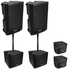 2 Mackie Thump15 V4 15 Active DJ PA Speakers w/Bluetooth Thump18S V4 18" Subs