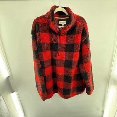 Koolaburra by UGG 2X Red Buffalo Plaid Sherpa Fleece Half Zip Pullover Plus