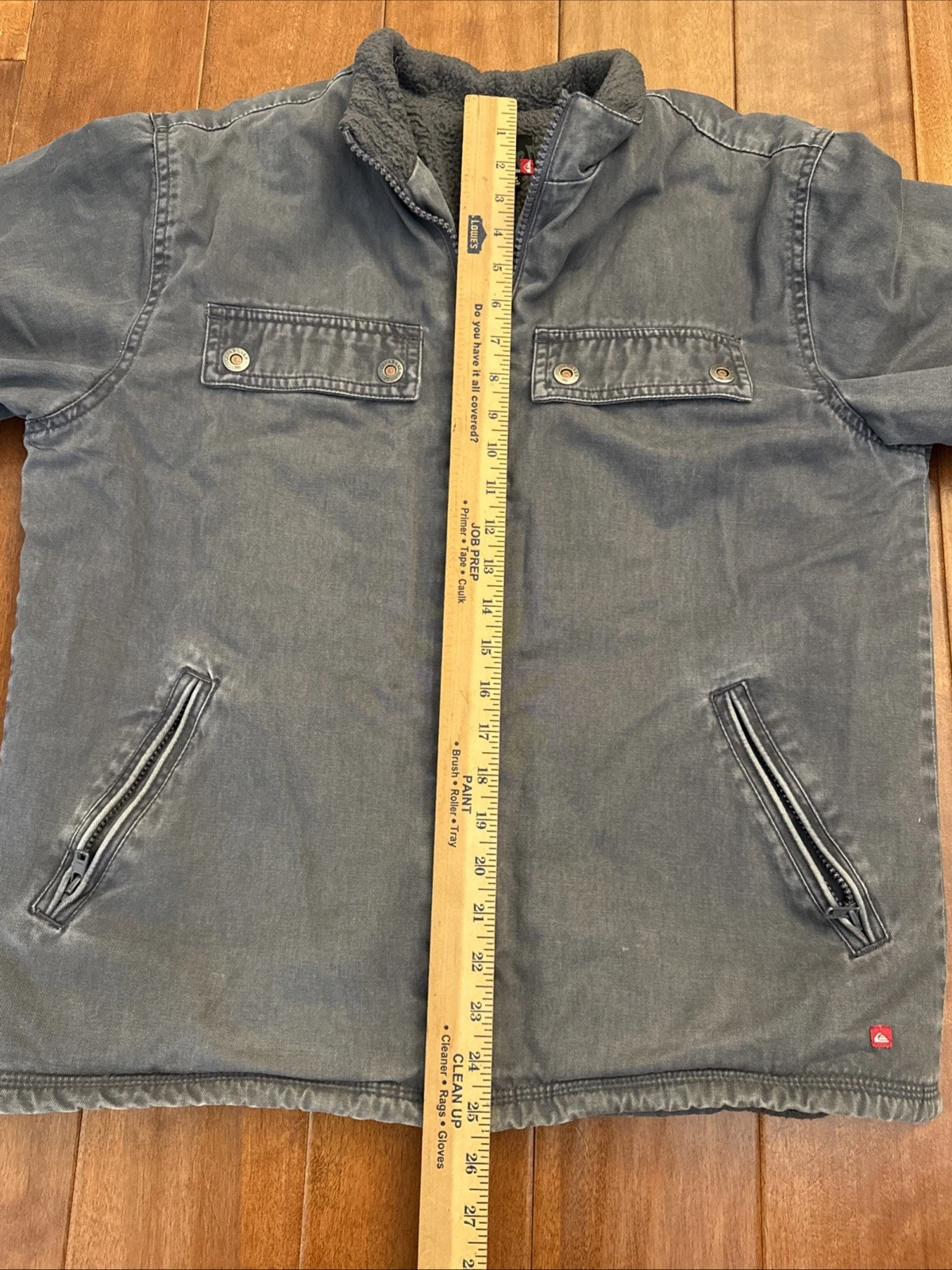 Vintage Quicksilver Jacket Mens Medium Gray Canvas Sherpa Lined Full Zip VTG Y2K image 10