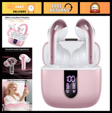 True Wireless Bluetooth Earbuds, 60H Playtime, LED Display, IPX5 Waterproof, Mic