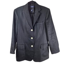 Ralph Lauren Chaps Women's Linen Black Dress Blazer Size 12