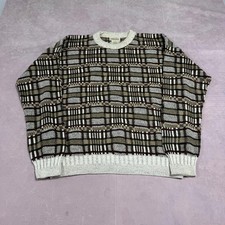 Vintage Knitted Jumper Abstract Patterned Grandad Knit Sweater Men's Xl