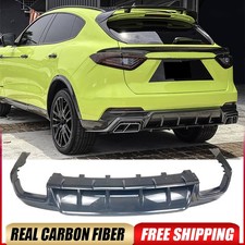 For Maserati Levante SUV 2016-19 Real Carbon Rear Bumper Diffuser Lip W/Exhaust
