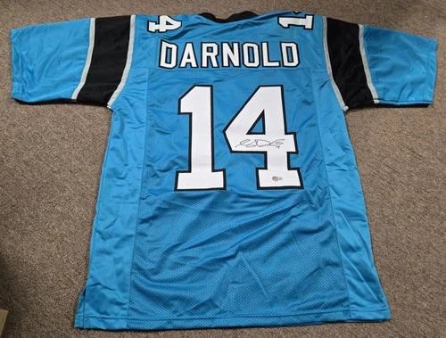 Sam Darnold Signed Blue XL Custom Football Jersey Beckett Seahawks Panthers USC