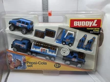 VTG Buddy L Pepsi - Cola 12 Piece Set 1984 Metal Vehicles Fork Lift Bottles