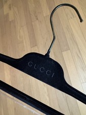 Set of 4 - GUCCI - Black Velvet Covered Plastic Non-Slip 15" Pants Hangers