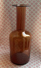 Vintage mid century Holmegaard 12 inch amber brown art glass Gulvase vase 