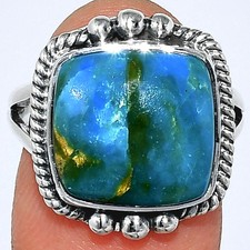 Natural Peruvian Opalina 925 Sterling Silver Ring s.8 Jewelry R-1253
