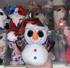 TY BEANIE BOOS BOO FLURRY THE RARE & RETIRED CHRISTMAS EXCLUSIVE SNOWMAN 6”/15CM