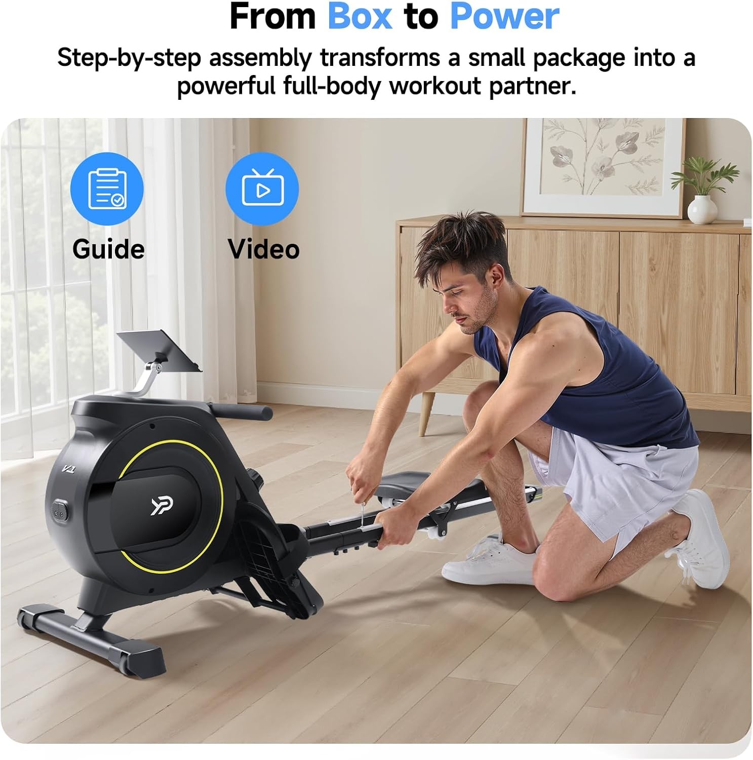 Rowing Machine Home 350 LB Capacity 16-Level Silent Resistance Magnetic Rowing