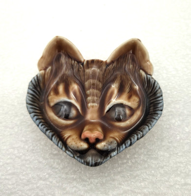 Vintage Wade Cat Face Pin Tray Trinket Dish Wall Hanging 1960's